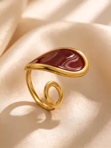 1 PC Summer Exquisite Drip Oil Geometric Enamel Gold Open Ring Stainless Steel Environmentally Friendly Material One of the Exquisite Gifts for Women Suitable for Holiday Gifts, Daily Wear and Travel