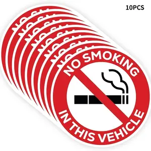 10 pack of NO SMOKING stickers, waterproof vinyl car no smoking sign, suitable for cars and high-speed trains