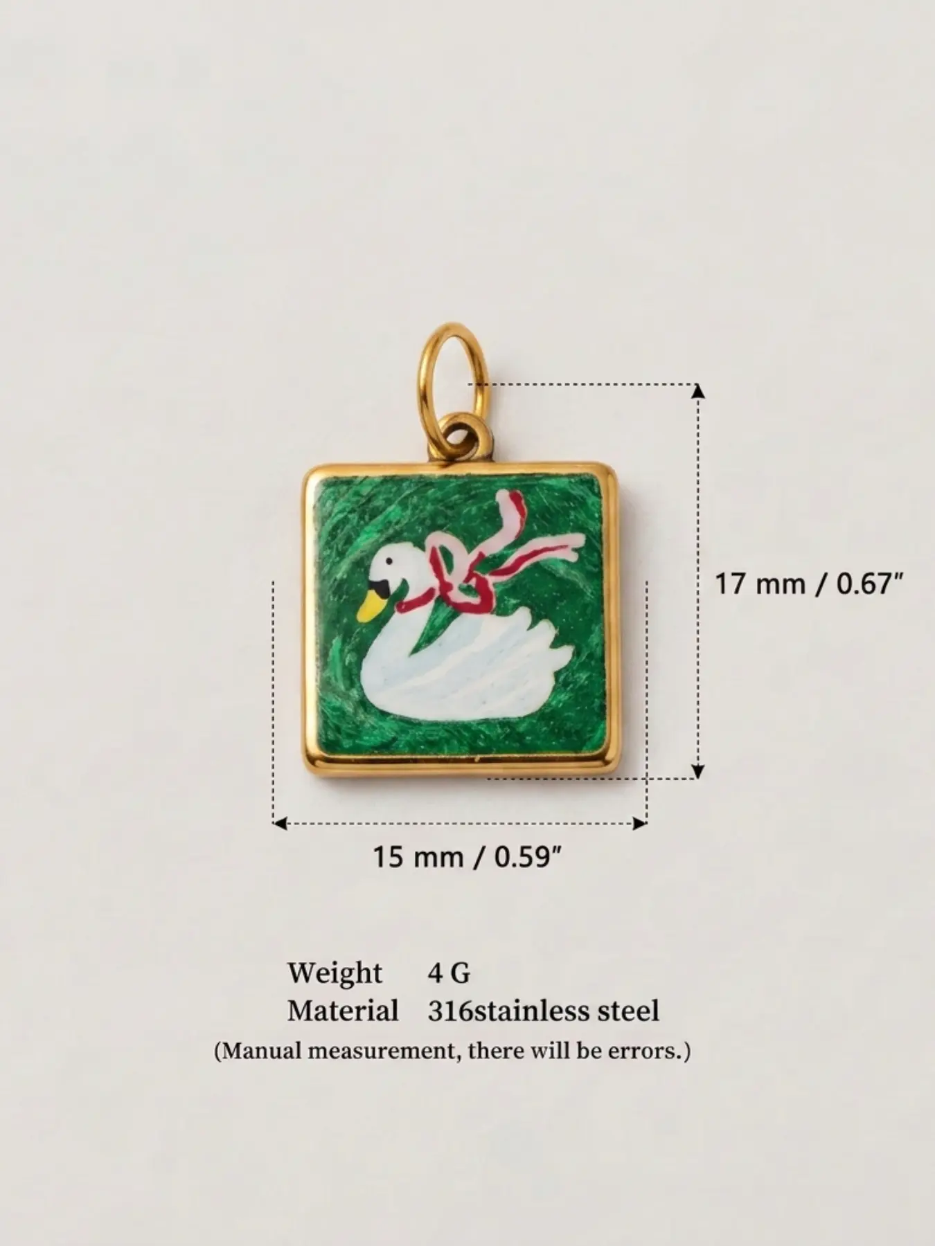 Vintage Enamel Pendant, Swan and Floral Charm, DIY Jewelry Accessory, Rustic Farmhouse Style, Perfect for Craft Lovers