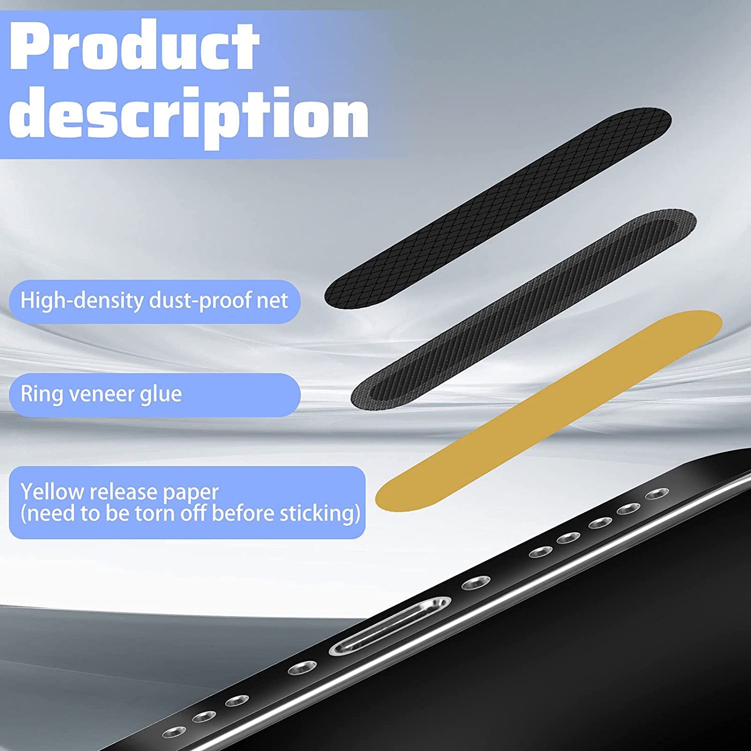 48PCS Universal Phone Speaker Dust Protector Cover Mesh Stickers Compatible with iPhone 17 16 15 Pro Max, iPhone 14, 13, 12, , Included  Tweezer