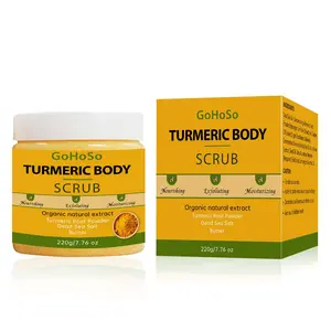 Body Scrub with Turmeric, Coconut Oil & Vitamin C – Gentle Exfoliator for Bikini Area, Hands & Feet, Deeply Moisturizes for Women & Men, 220g