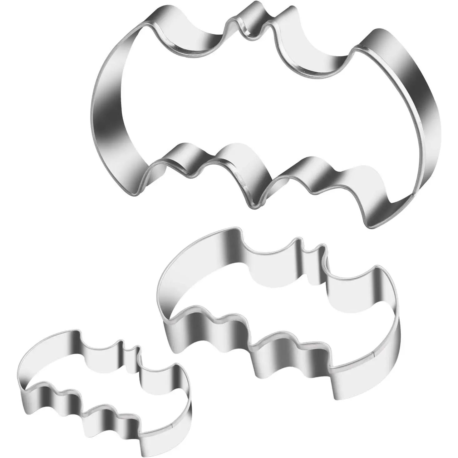 3 Pack Cookie Cutters Set Stainless Steel Bat Shape Halloween Biscuit Cookie