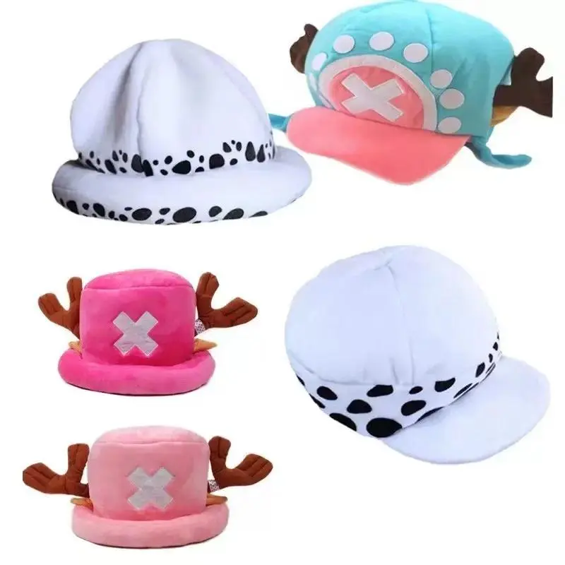Anime Tony Tony Chopper Plush Hat Kawaii Cute Boy Girl Cosplay Blue Pink Soft Warm Hat Cartoon Chopper Accessories Props