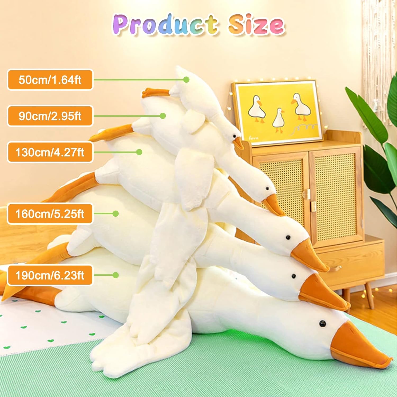 Goose Stuffed Animal 20 Inch Plush Toy, 1.4 lbs Cute Duck Stuffed Animal, Plush Soft Plushies Pillow Doll Toys, Gift for Anxiety and Friends, White
