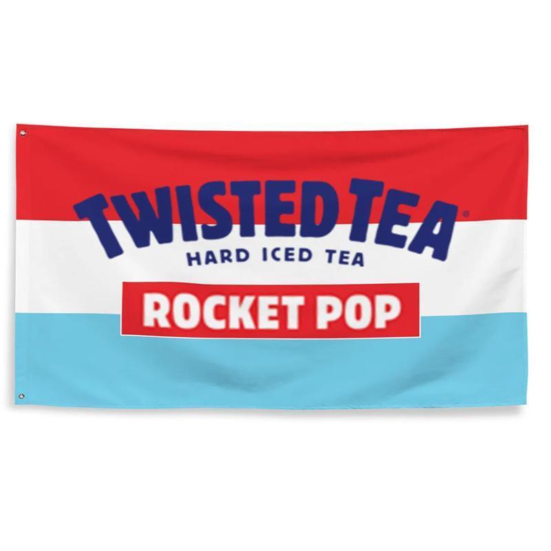 Thick Rocket Pop Twisted Tea Wall Tapestry - 3x5Ft Premium Polyester Synthetic Home Textile, 4 Brass Grommets, Modern Stripes Large Flag, Man Cave Statement Decor, College Dorm Gift with Gift Box, Great for Indoor Wall Art