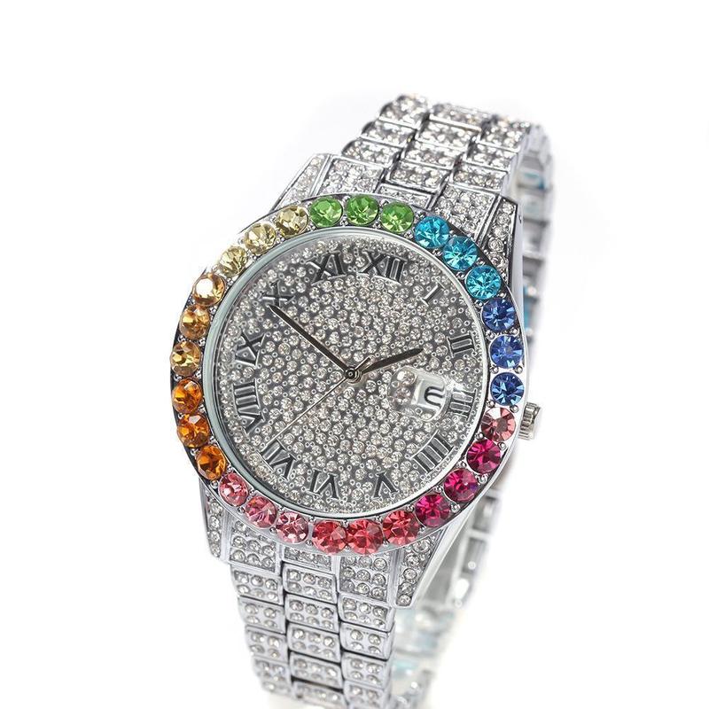 18K White Gold Vacuum Plated Watch with 5A+ Sri Lanka Zircon Colored Watch Miami Italy Mexico & Micro Inspired for Women & Men Jewelry,Daily Wear,Casual Fashion,Gift Idea,,Classic, Minimalist,Simple,Sporty Style