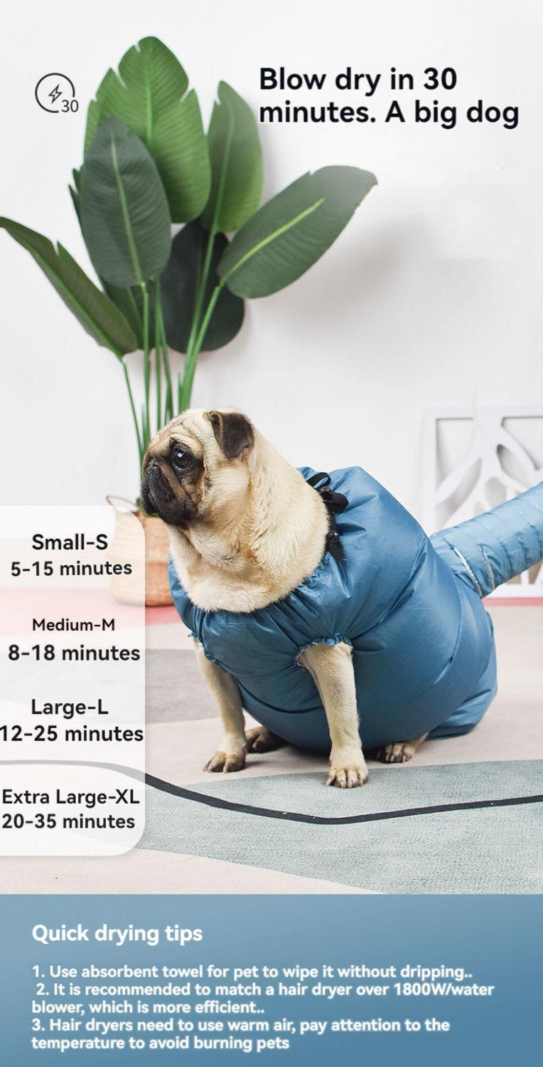 Quick Hands-Free Pet Drying Bag - Dog Cat Rabbit Bath Grooming | Fast 5-10 Min Drying, Anti-Hair Flying, Portable Foldable Design for All Pet Sizes