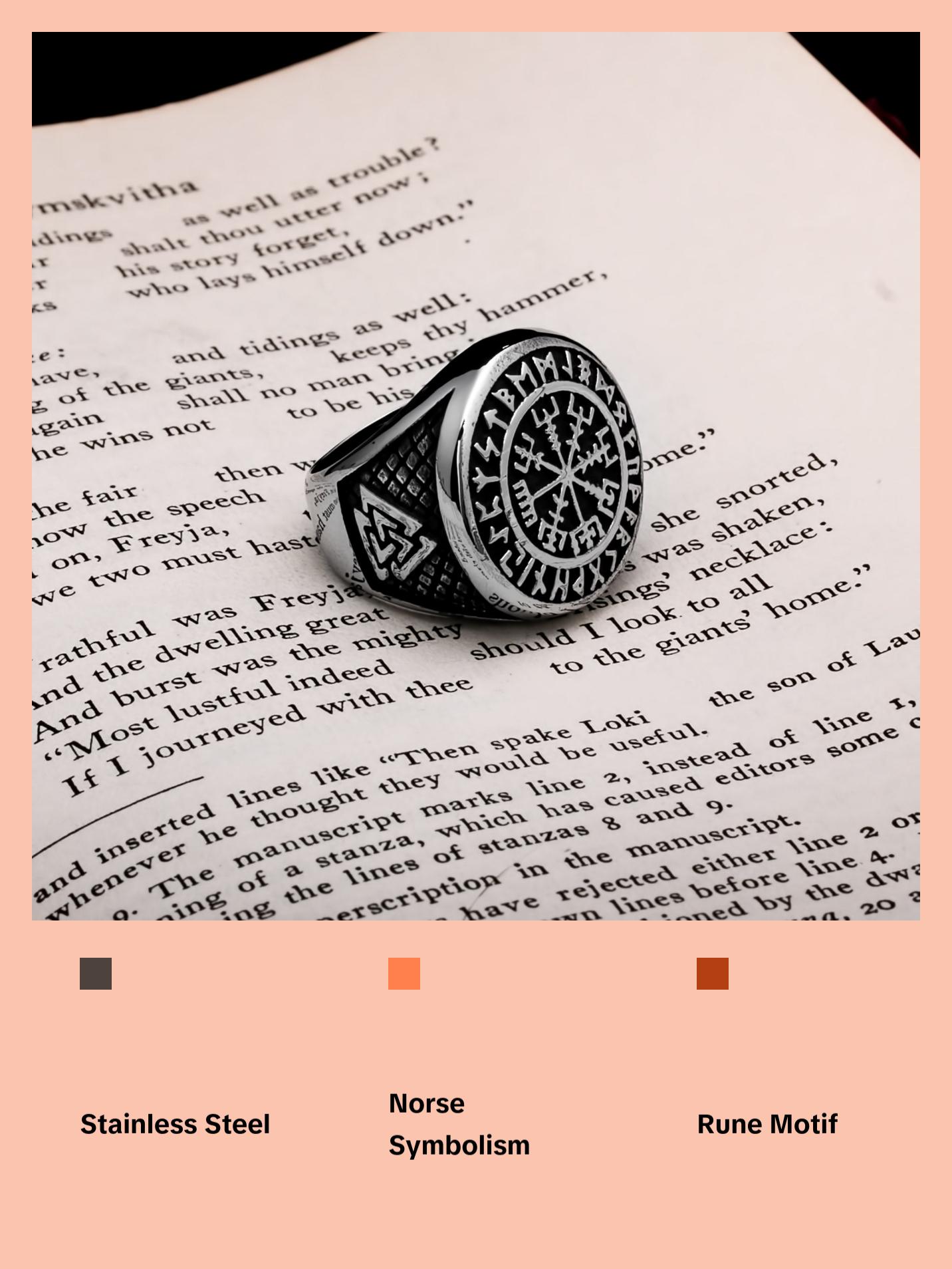 Viking Vegvisir Rune Ring 316L Stainless Steel