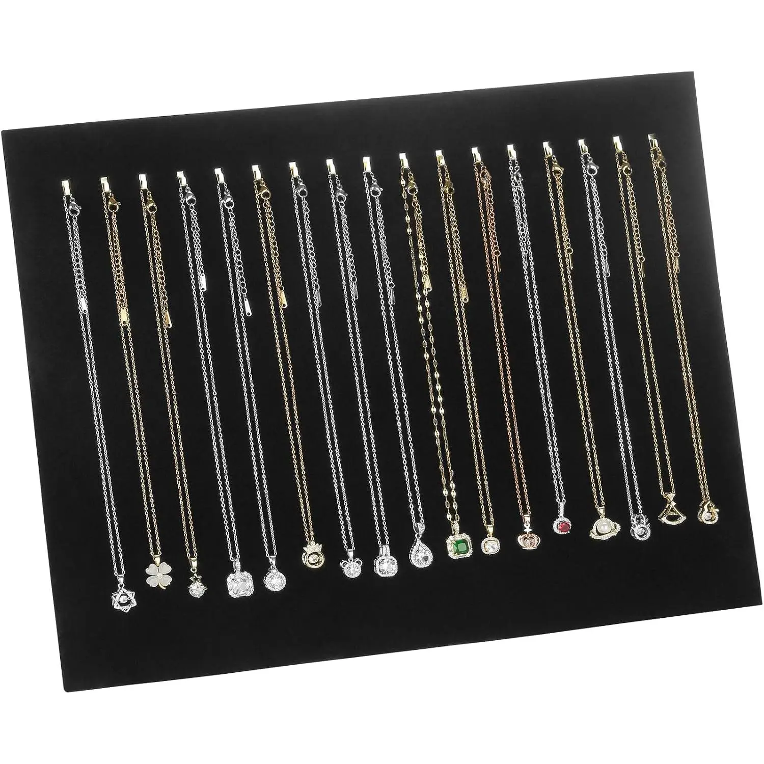 Necklace Display Stand (Black 17 Hook) |  Bracelet Pendant Chain Holder Case, For Vendors,  & Boutique Selling Show,  Organizer Storage Tray