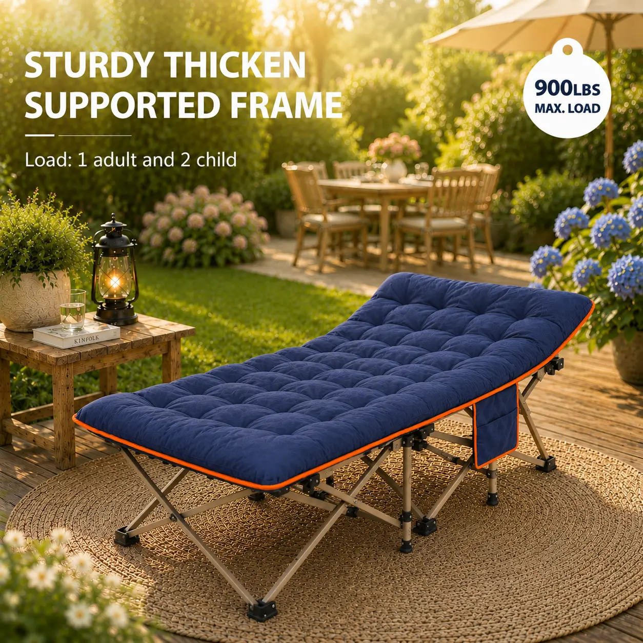 Redeer Heavy-Duty Folding Camping Cot - Camping Gear Furniture, Outdoor Stuff for Adults, 28" Extra Wide Adult Bed, 900lbs High-Capacity Folding Frame, 1200D Oxford Double-Layer Fabric, Portable with Carry Bag & Canopy
