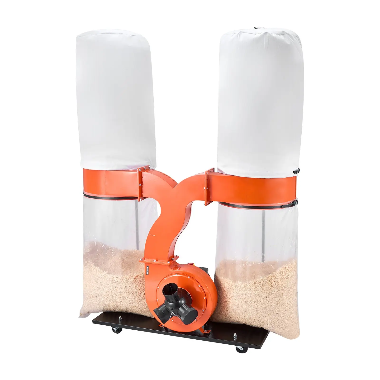 VEVOR Dust Collector, 1550 CFM 2.5 Micron Vortex Cone Dust Collectors, 3.0HP Sawdust Collection System with Two 35-Gallon Dusts Collector Bags & Two 42-Gallon Filter Bags, 3400 RPM, Non-Woven Fabric