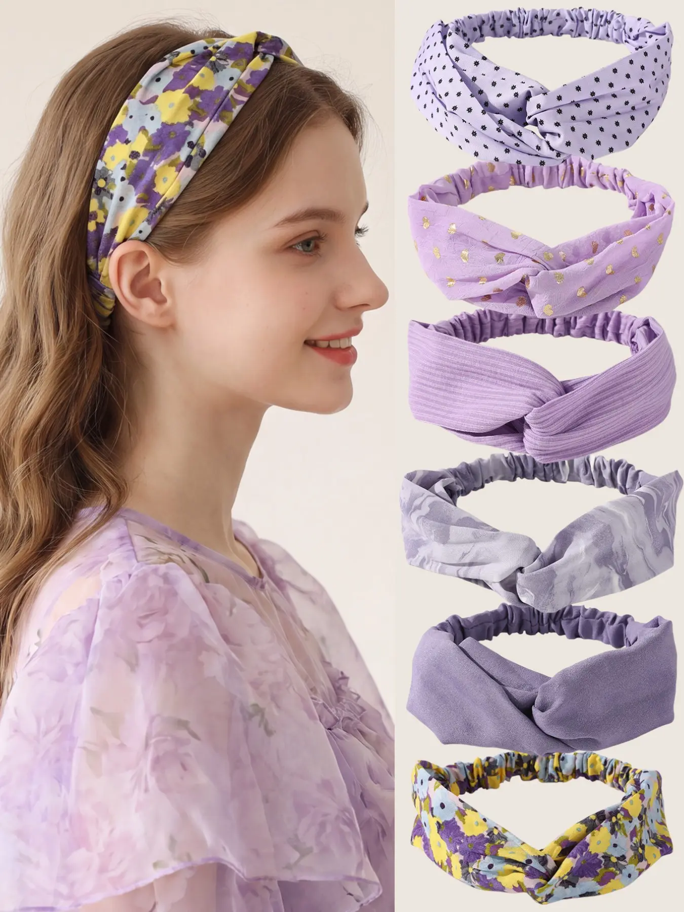 Elegant Cross-Knot Wide Headband Set, Plaid Pattern, High Elasticity, All-Seasons, Perfect for Spring & Summer
