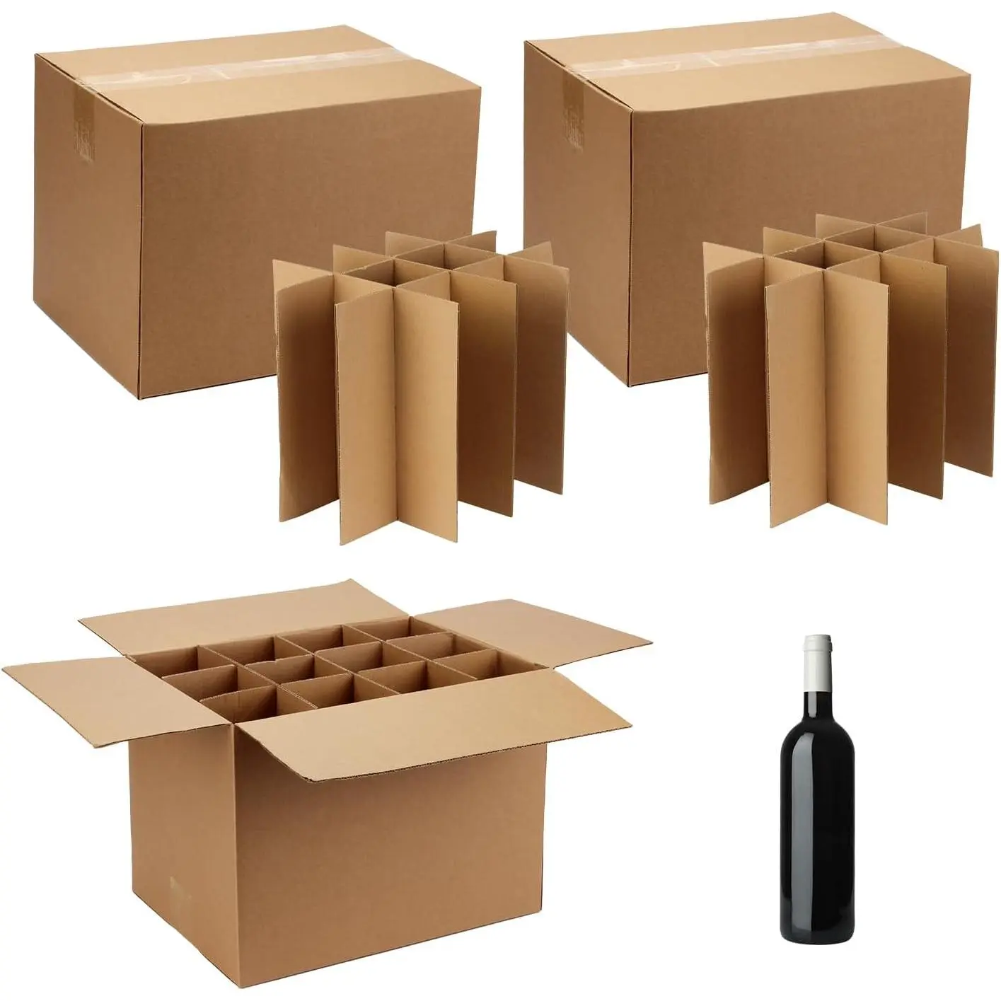 3 Sets Moving Boxes Glasses Divider Kits with Box Packing 16x12x12 Inch, Glass Packing Kits Corrugate Dividers for Kitchen Dish Moving Boxes
