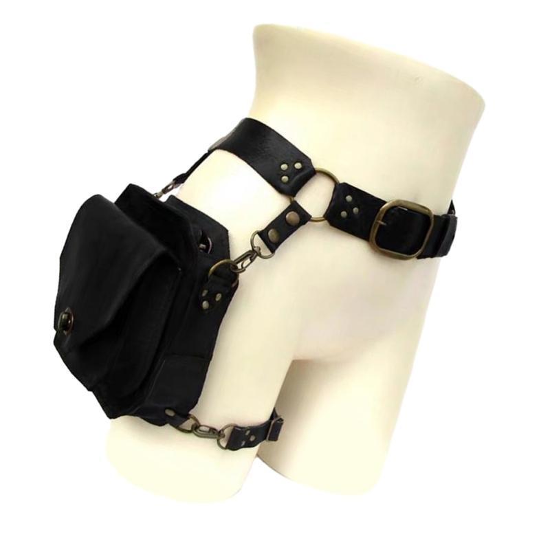 Medieval Waist Belt Drop Leg Bag Thigh Steampunk Waist Pack PU Leather Fanny Bag Motorcycle Thigh Wallet for Women