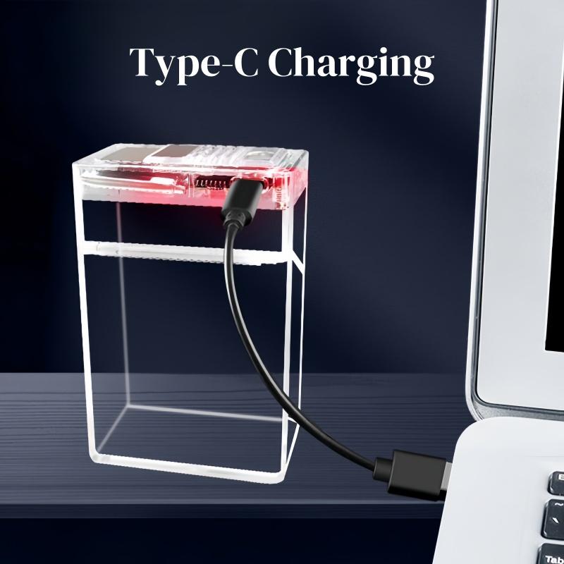 Transparent box lighter, tungsten wire lighter, rechargeable windproof lighter, USB rechargeable lighter, soft and hard shell compatible, box rack that can hold 20
