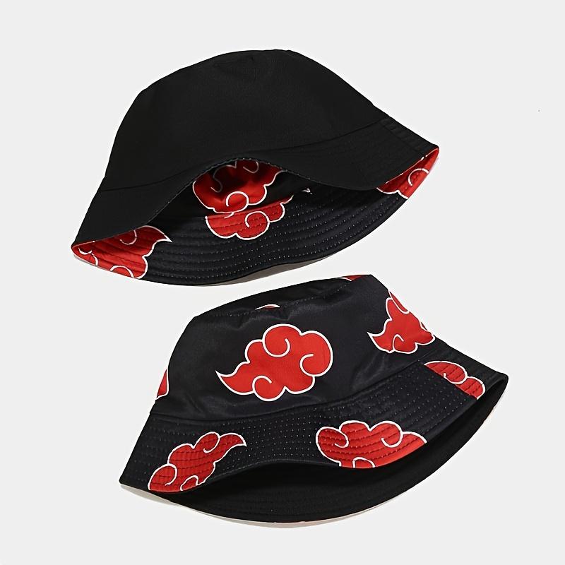 Japanese Anime Cartoon Red Cloud mbroidery Bucket Hat Cotton Akatsuki Fisherman Hat Outdoors Sunscreen for Women Men Summer Hat