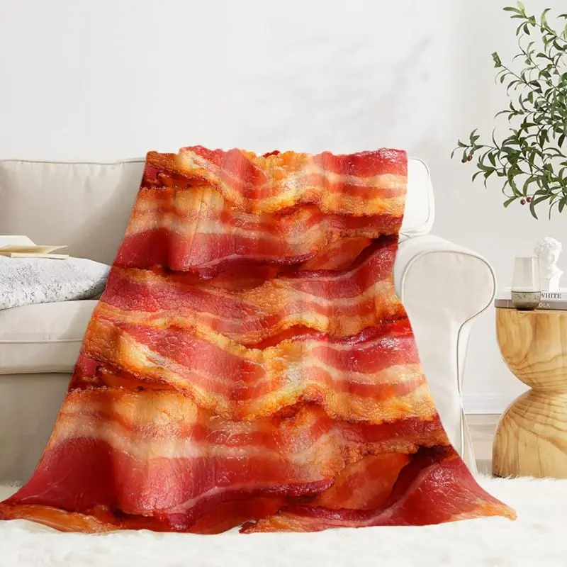 Food Bacon Lightweight Super Soft Cozy Throw Blanket Warm and Lightweight Soft Flannel Blankets Bed Blanket Lightweight Soft Single-sided Printing
