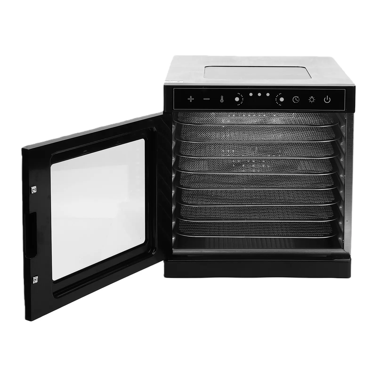 Corded Rectangular Home Food-Safe Dehydrator (1 x Food Dehydrator) for Holidays, 8 Stainless Steel Trays, Viewing Window, Built-in Light, Adjustable Timer, 30℃-90℃ Precision Temperature Control