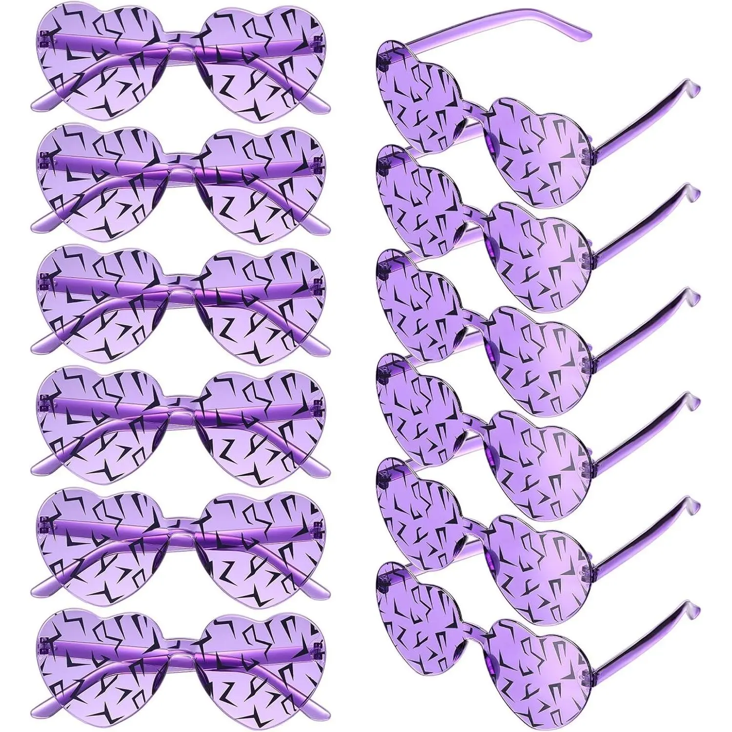 12 Pcs Kpop Themed Party Favors Kpop Themed Glasses for Popular Theme Birthday Anniversary Party Supplies Purple Cracked Heart Sunglasses Photoshoot Prop Costume Eyewear for 80s Y2k Fans Women