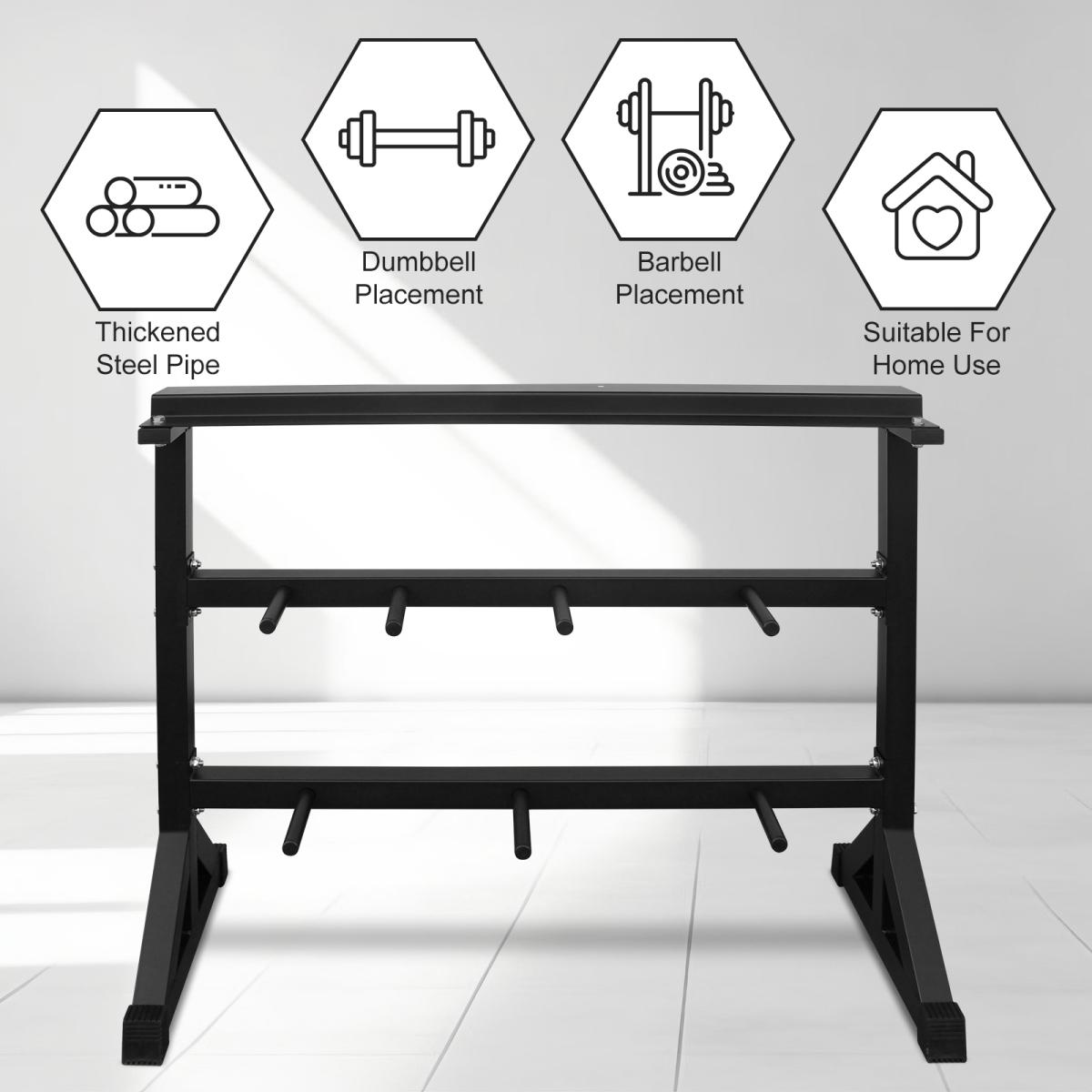 [Fahuac] 3-Tier Dumbbell Rack for Home Gym - Heavy Duty Weight Storage Stand with Multiple Pillars, Scratch Resistant Powder Coating, Rubber Bottom Covers, Space Saving Fitness Organizer.
