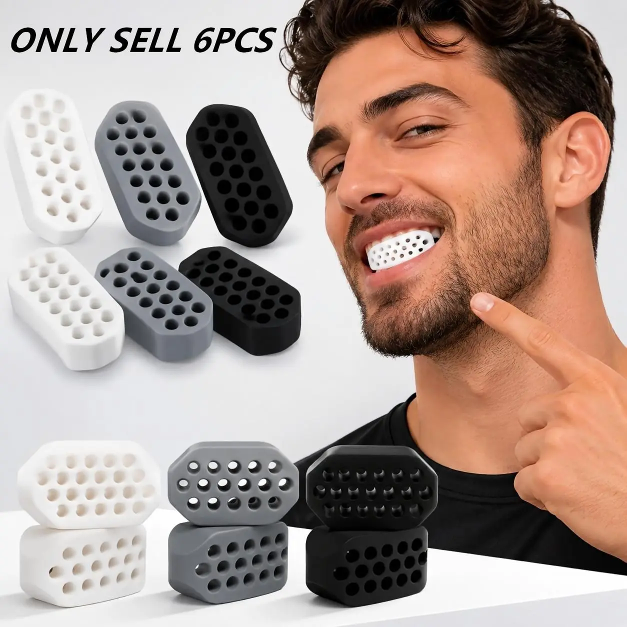 6-Piece Storage Box + Portable Jaw Exercise Ball, Silicone Facial Muscle Trainer, Home Face Workout, Chin Line V-Shape Training Ball, Facial Shaping Tool