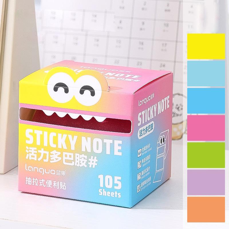 Random Color Cute Monster Pattern Sticky Notes, 105pcs/box Creative Multi-Purpose Sticky Notes, Sticky Memo Pads for Home, School and Office, Sticky Labels