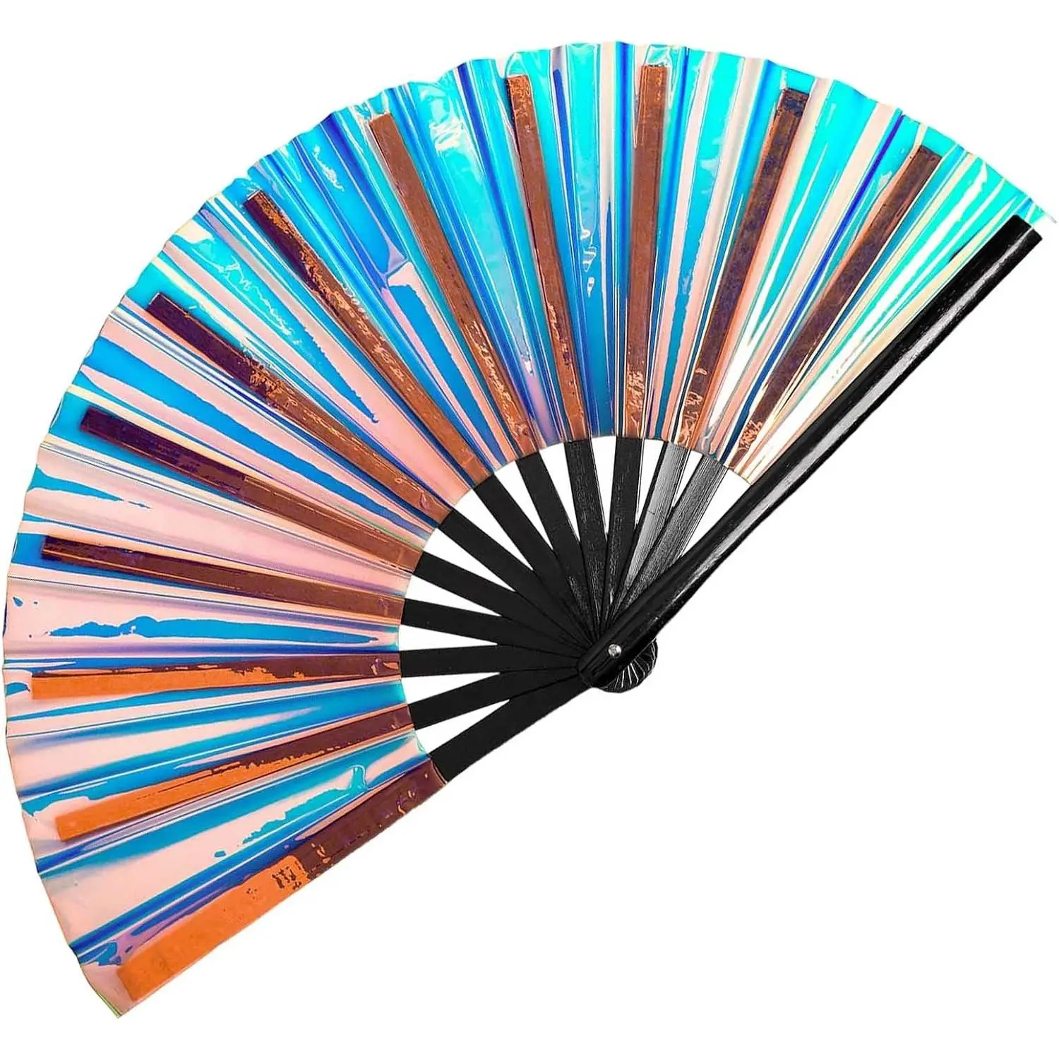 Large Clack Hand Fan Foldable Holographic  Accessories for Festival | Folding Popping Line Dance Fan, Foldable Handheld Clacking Fans, Festival Rainbow Outfits Party Club,  Fan, Clack Fan