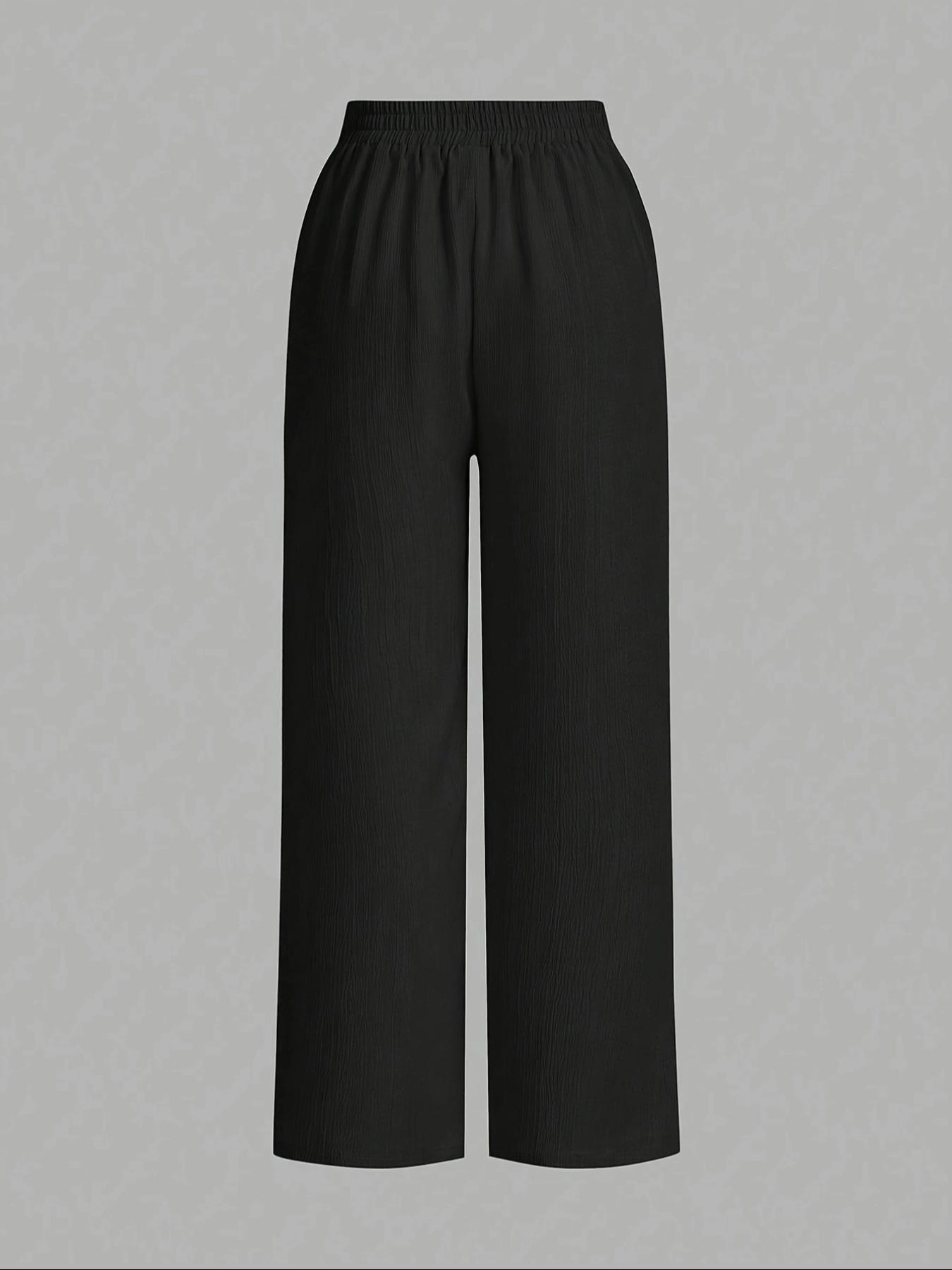 Women's Solid Color Wide Leg Pants, Casual Fashion Trousers, Casual Comfy Essential Elastic Tie Front Trousers for Daily Wear, Ladies Bottoms for All Seasons, Casual Lounge Pants