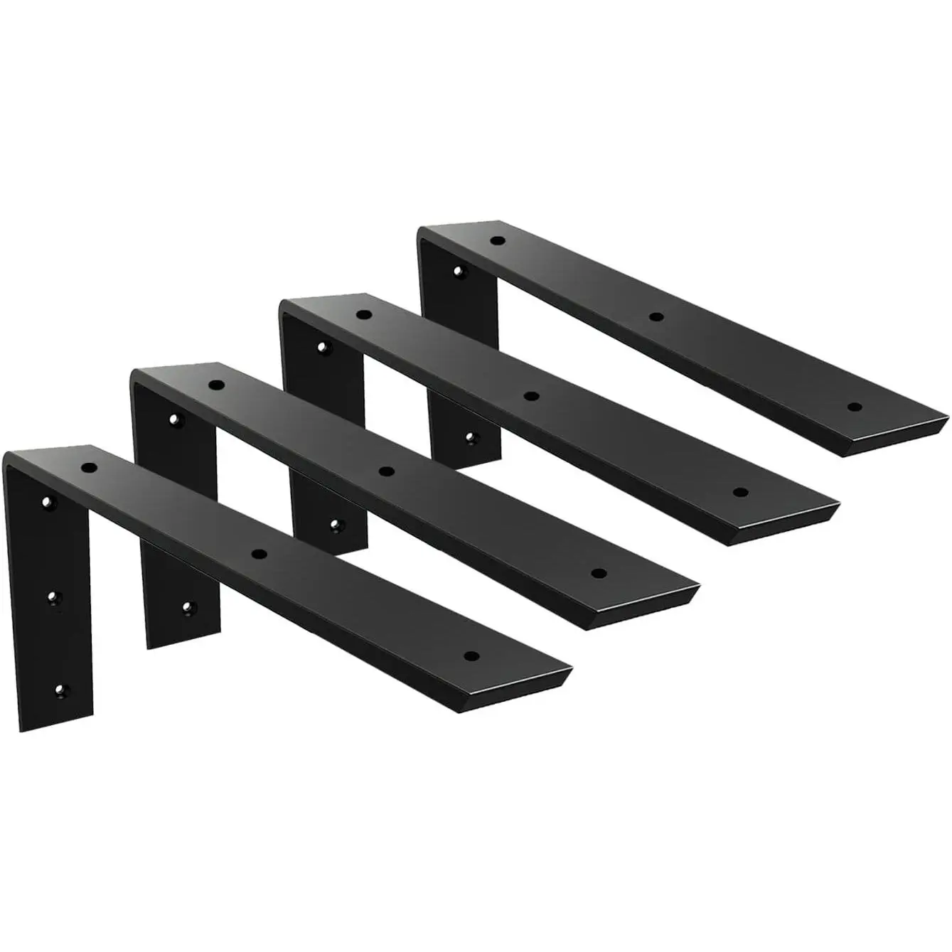 Heavy Duty Granite Countertop Support Bracket 4 Pack - 12"x6"x2.5" Black Shelf L Bracket for Quartz, Wood, Concrete, Laminate Countertops