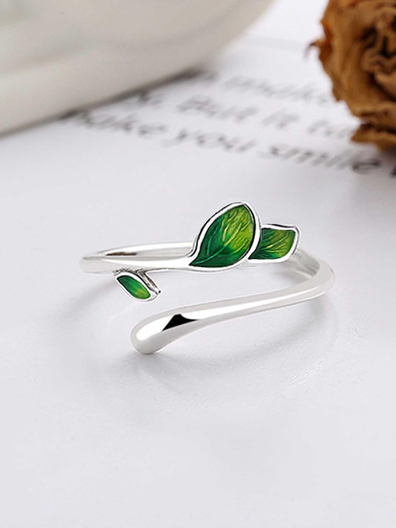 Vintage Leaf Design Cuff Ring, Adjustable Open Ring, Elegant Casual Ring, Fashion Jewelry Accessories for Women & Girls, Trendy All-match & Exquisite Jewelry for Birthday Gift