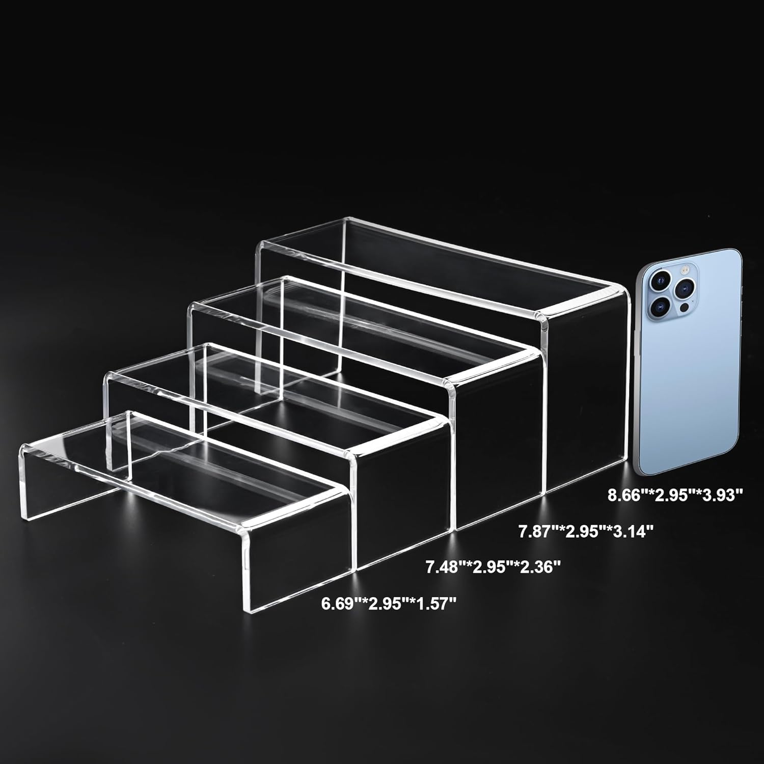 2 Set Large  Display Risers,8 Pcs Clear Perfume Stand Organizer,Desktop Display Shelves Collect Pop Figures Toys Cupcake Dessert for Decor, Display Shelves for Party