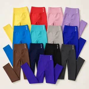 DFYNE Women Three-Tier Waist Scrunch Butt Lifting Low Rise Seamless Yoga Leggings Gym Workout Pants