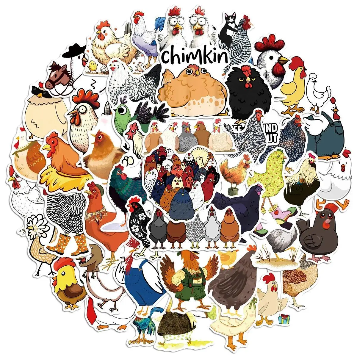 50Pcs Chicken Cartoon Stickers Poultry Graffiti Funny Animal Sticker Luggage Laptop Phone Guitar Car Bike Decals