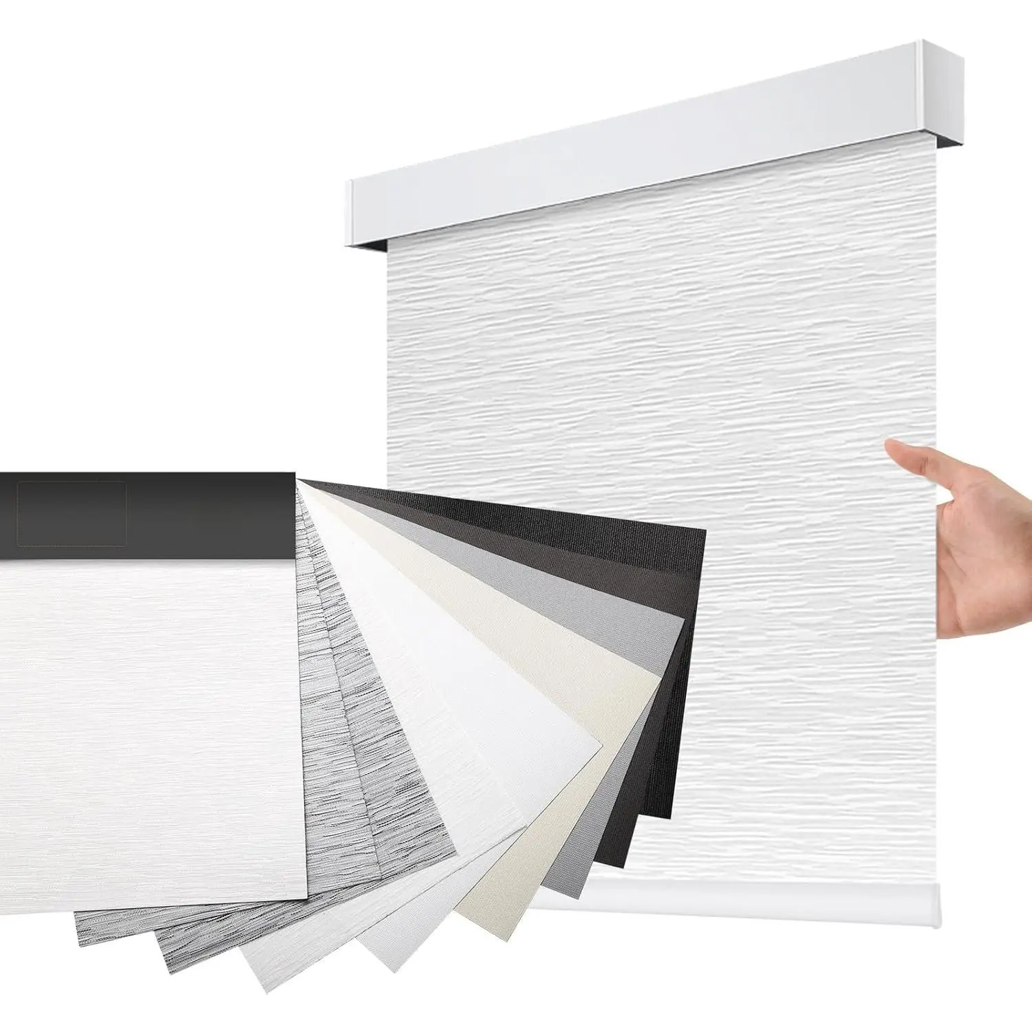 Motorized Blackout Window Blinds Customize Width(21-97 in) Remote Control  and Rechargeable Roller Shades Blinds for Windows, Office,, Hotel, Club, Fabric Sample (Multicolor)