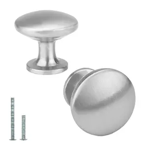 30PC Modern Brushed Nickel Cabinet Knobs - Sturdy Zinc Alloy, Round Mushroom Pulls
