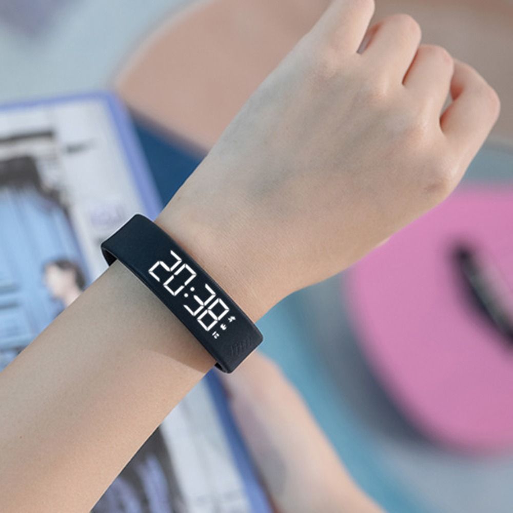 LED Digital Alarm Clock Watch Waterproof Snooze-proof Alarm Bracelet Adjustable with Running Pedometer Fitness Wristbands