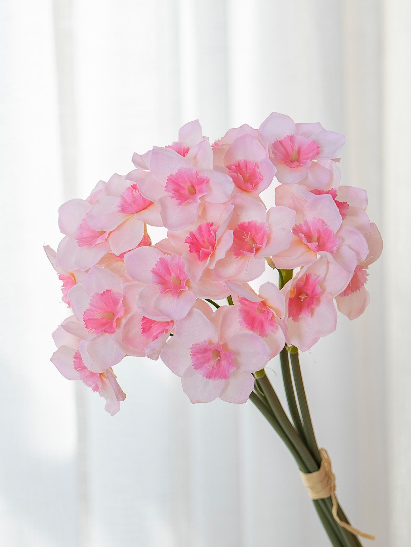 Daffodil Bouquet Silk Flower Plastic Living Room Table Decoration Artificial Fake Flower Potted Plant Home Decoration