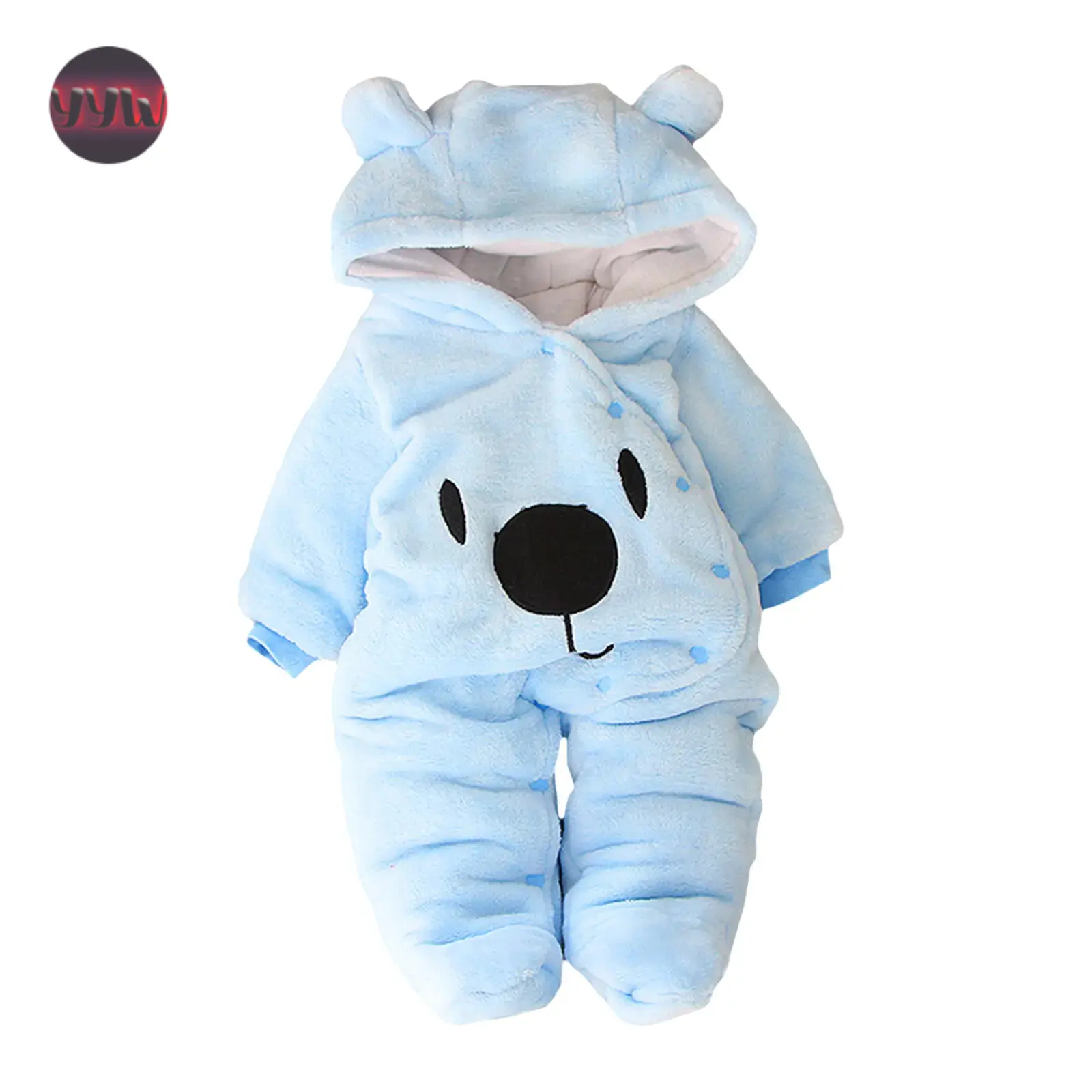 YYW1 Unisex Baby Hooded Footie 1-Piece Romper, Snap-Up Fleece Snowsuit, Winter Animal Print Outfit, Cute Pattern Kids' Winter Unisex Wear