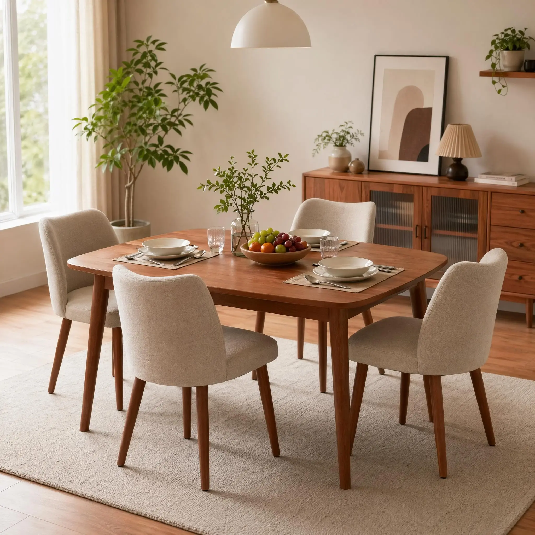 Fabric Upholstered Chairs - 4-Piece Modern Elegant Natural Wood Padded Dining Room Furniture, Linen Wingback Armless Sturdy Legs, Lasting Foam Fill, Support, Taupe Single Seater, Damp Cloth Clean, Fits Dining/Kitchen, 2-Chair Set Ready Option,familyfun