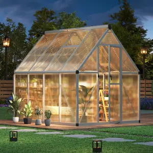 Heavy Duty Polycarbonate Walk-In Greenhouse – Reinforced Aluminum Frame, Adjustable Roof Vent, UV Protected Panels, Quick Setup for Year-Round Outdoor Gardening