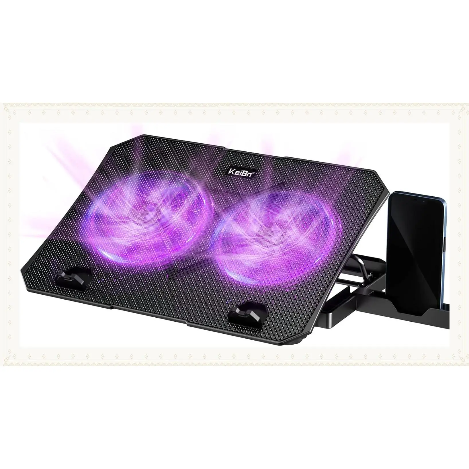 Upgrade Laptop Cooling Pad, Laptop Cooler 2 Fans for 10-15.6 Inch Laptops, 5 Height Stands, 2 USB Ports (S039-Purple)Gift