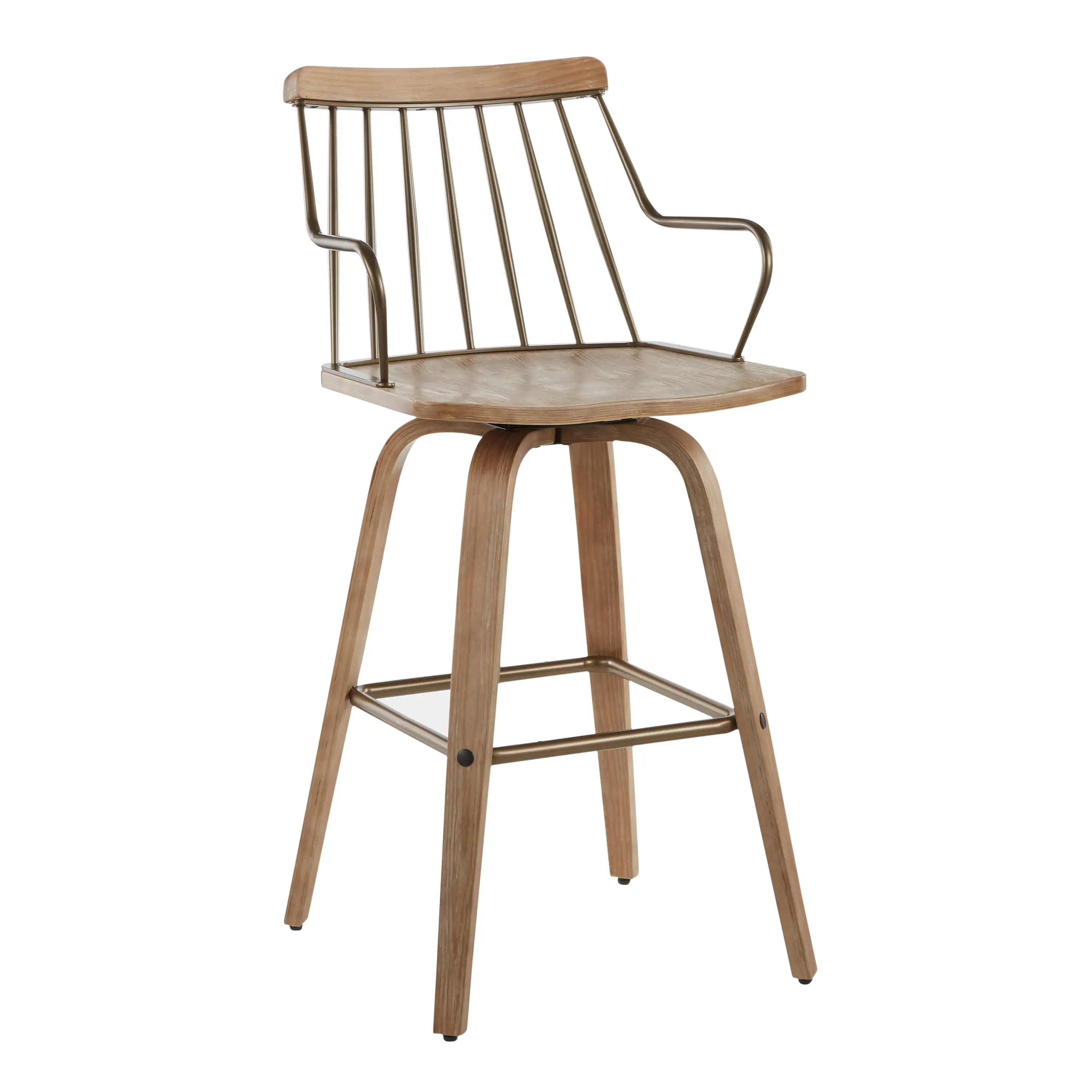 ARCH Counter Stool with White Washed Wood Seat and Antique Copper Metal Frame, Modern Bar Stool for Kitchen Island, Dining Bar, Coffee Shop, Industrial Style, Easy Assembly, 1 Piece, Home Furniture and Household Product Search Terms