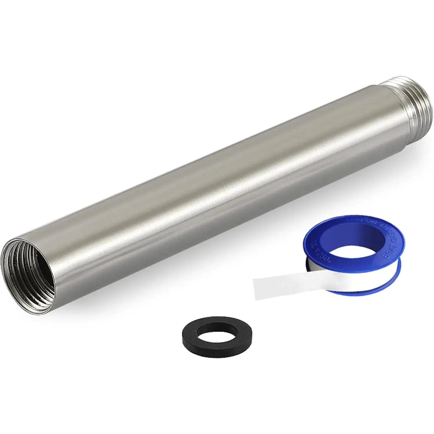 Shower Extension Arm, Solid Stainless Steel Shower Pipe Extension with Teflon Tape and Washer, For Lowering or Extending Showerhead (6 Inch, Brushed Nickel)
