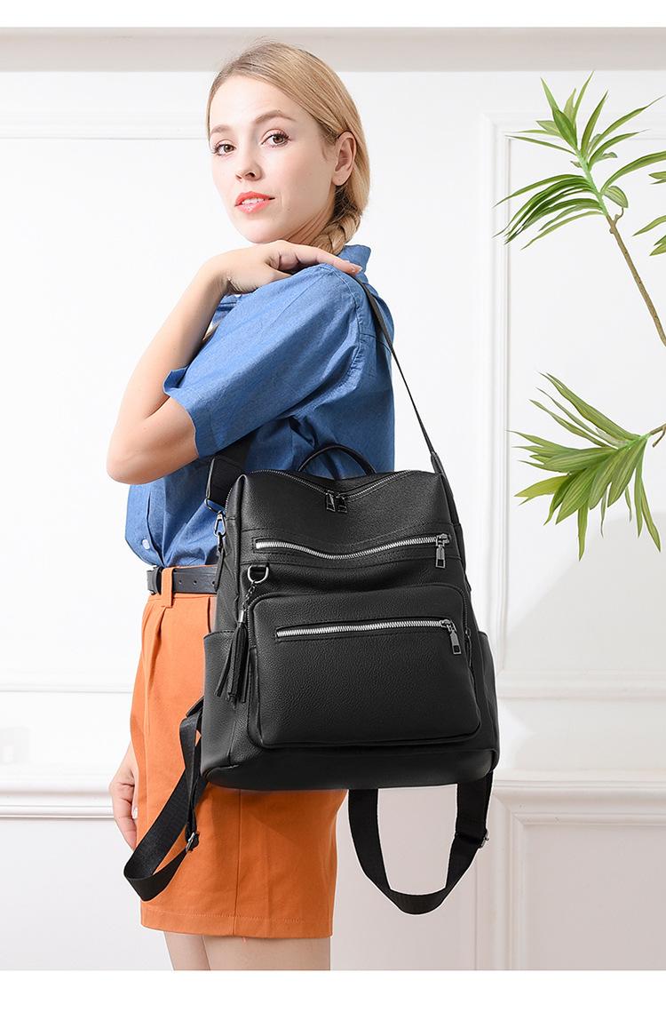 Vintage PU Backpack Casual Large Capacity Women's Backpack