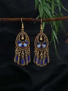 Boho Ethnic Oval Earrings, Vintage Tribal Fringe Beaded Ear Rings, Long Teardrop Floral Feather Fringe Earrings, Fashion Jewelry