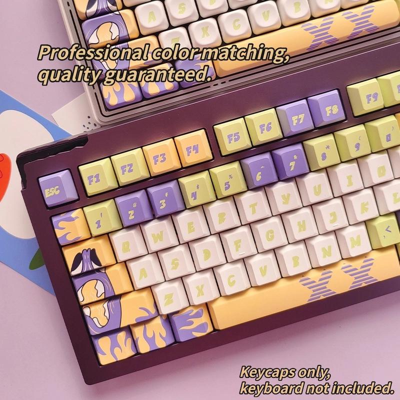 New Monster Invasion Theme 120 Key Pbt Keycaps, Cherry High Profile Design, Full Color Hot Foil, Durable Anti-Grease, Fits 61-108 Keys Mechanical Keyboard