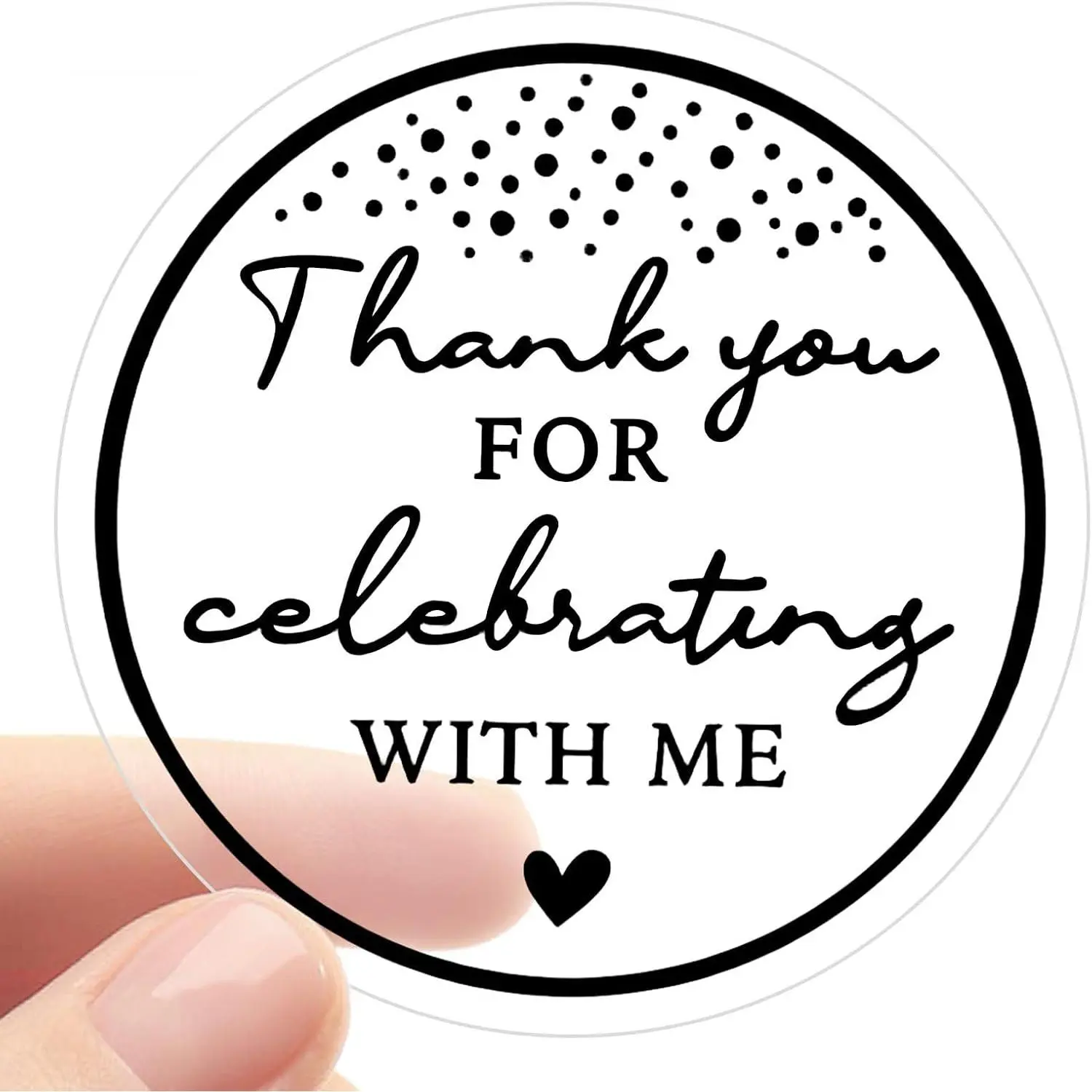100 Black Foil “Thank You for Celebrating with Me” Labels – Birthday & Graduation Party Favor Stickers – Self-Adhesive Thank You Tags for  Bags, Envelopes & Party Supplies (Black)