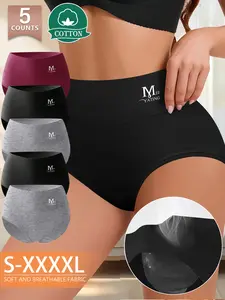 Morelect Women's Mid-Waist Cotton Underwear Set, Soft Breathable No Sweat Triangle Pants, Comfortable Skin-Friendly Seamless Design, Sizes S-Xxl