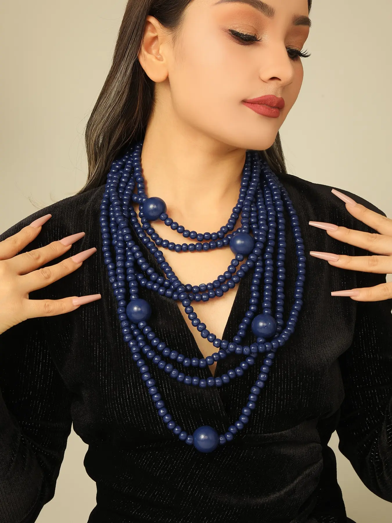 Bohemian Style Wooden Bead Necklace for Women, Casual Party Jewelry, European and American Fashion, Elegant Accessory for Everyday Wear