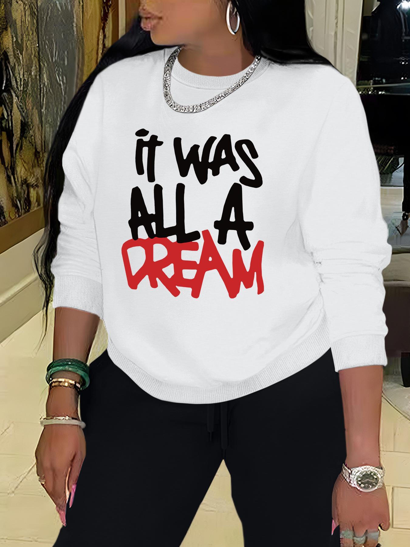 Women's Letter Print Crew Neck Sweatshirt, Casual Long Sleeve Pullover for Fall & Winter, Women's Clothes for Daily Wear